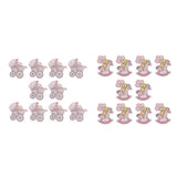 Maxbell 20x Wooden Pink Baby Carriage & Pony Embellishments Card Making Baby Shower