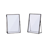 Maxbell 2pcs Antique Freestanding Brass Glass Picture Photo Frame Portrait