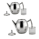 Maxbell 2 Pack Stainless Steel Teapot Kitchen Tea Kettle Metal Tea Pot with Infuser