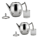 Maxbell 2 Pack Stainless Steel Teapot Kitchen Tea Kettle Metal Tea Pot with Infuser