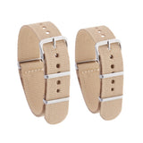 Maxbell Woven Nylon Watch Strap Wristwatch Band Stainless Steel Buckle Khaki 18/20mm