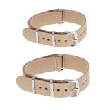 Maxbell Woven Nylon Watch Strap Wristwatch Band Stainless Steel Buckle Khaki 18/20mm