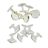 Maxbell 6Pcs Mens Square Round Blank Setting Base Pad CuffLink DIY Cabochon Cufflink