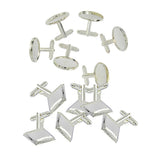 Maxbell 6Pcs Mens Square Round Blank Setting Base Pad CuffLink DIY Cabochon Cufflink