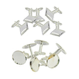 Maxbell 6Pcs Mens Square Round Blank Setting Base Pad CuffLink DIY Cabochon Cufflink