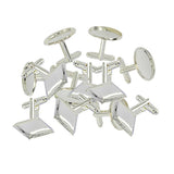 Maxbell 6Pcs Mens Square Round Blank Setting Base Pad CuffLink DIY Cabochon Cufflink