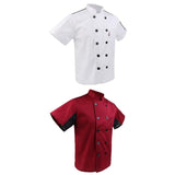 Maxbell 2 Pieces White Red Chef Jacket Coat Breathable Mesh Waiter Hotel Kitchen Top