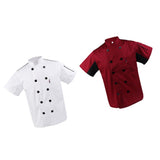 Maxbell 2 Pieces White Red Chef Jacket Coat Breathable Mesh Waiter Hotel Kitchen Top