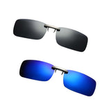 Maxbell 2Pieces Unisex Polarized Clip On Flip Up UV400 Driving Rectangle Sunglasses