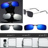 Maxbell 2Pieces Unisex Polarized Clip On Flip Up UV400 Driving Rectangle Sunglasses