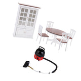 Maxbell 1/12 Dollhouse Kitchen Furniture Table Chair Cupboard Set & Vacuum Cleaner