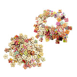 Maxbell 200 Pieces Printed Flower Shape 2 Holes Wooden Sewing Buttons for Clothing