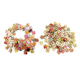 Maxbell 200 Pieces Printed Flower Shape 2 Holes Wooden Sewing Buttons for Clothing