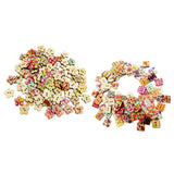 Maxbell 200 Pieces Printed Flower Shape 2 Holes Wooden Sewing Buttons for Clothing