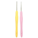 Maxbell 2pcs Soft Grip Handle Iron Metal Crochet Hook for Sewing Crafts 1.0mm 1.5mm
