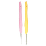 Maxbell 2pcs Soft Grip Handle Iron Metal Crochet Hook for Sewing Crafts 1.0mm 1.5mm