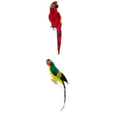 Maxbell 2pcs Feathered Artificial Macaw Bird Home Garden Decor Parrot Green&Red