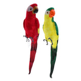 Maxbell 2pcs Feathered Artificial Macaw Bird Home Garden Decor Parrot Green&Red