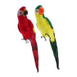 Maxbell 2pcs Feathered Artificial Macaw Bird Home Garden Decor Parrot Green&Red