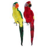Maxbell 2pcs Feathered Artificial Macaw Bird Home Garden Decor Parrot Green&Red