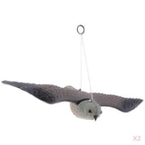 Maxbell 2Pcs Realistic Flying Bird Hawk Decoy Pigeon Scarecrow Garden Hunting Scarer