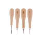 Maxbell 4 Pieces Wooden Handle Leather Stitcher Sewing Steel Awl for Leather Crafts