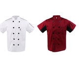 Maxbell 2x Unisex Red+White Short Sleeve   Restaurant Hotel Cook Coat M