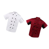 Maxbell 2x Unisex Red+White Short Sleeve   Restaurant Hotel Cook Coat M