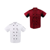 Maxbell 2x Unisex Red+White Short Sleeve   Restaurant Hotel Cook Coat M