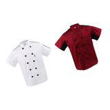 Maxbell 2x Unisex Red+White Short Sleeve   Restaurant Hotel Cook Coat M