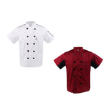 Maxbell 2x Unisex Red+White Short Sleeve   Restaurant Hotel Cook Coat M