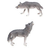 Maxbell 2x Plastic Animal Model Figurines for Kids Gift Home Decor - Grey Wolves
