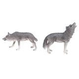 Maxbell 2x Plastic Animal Model Figurines for Kids Gift Home Decor - Grey Wolves