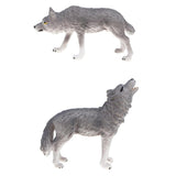 Maxbell 2x Plastic Animal Model Figurines for Kids Gift Home Decor - Grey Wolves