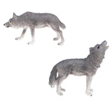 Maxbell 2x Plastic Animal Model Figurines for Kids Gift Home Decor - Grey Wolves