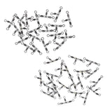 Maxbell 40pcs Stainless Steel 3 Way Triple Barrel Swivel Fishing Connector 23mm 28mm
