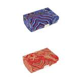 Maxbell 2x Embroidery Jewelry Makeup Double Lipstick Holder Case w/ Mirror Blue Red