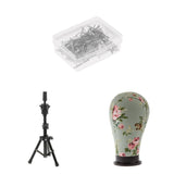Maxbell Mannequin Cork Canvas Block Head Holder Stand T Needle Pins Wig Making Tools