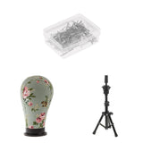Maxbell Mannequin Cork Canvas Block Head Holder Stand T Needle Pins Wig Making Tools