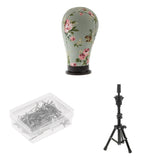 Maxbell Mannequin Cork Canvas Block Head Holder Stand T Needle Pins Wig Making Tools
