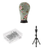Maxbell Mannequin Cork Canvas Block Head Holder Stand T Needle Pins Wig Making Tools