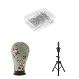 Maxbell Mannequin Cork Canvas Block Head Holder Stand T Needle Pins Wig Making Tools