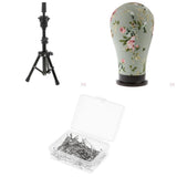 Maxbell Mannequin Cork Canvas Block Head Holder Stand T Needle Pins Wig Making Tools