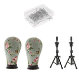 Maxbell Mannequin Cork Canvas Block Head Holder Stand T Needle Pins Wig Making Tools