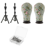 Maxbell Mannequin Cork Canvas Block Head Holder Stand T Needle Pins Wig Making Tools