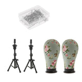 Maxbell Mannequin Cork Canvas Block Head Holder Stand T Needle Pins Wig Making Tools