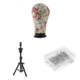 Maxbell Mannequin Model Cork Canvas Block Head Holder Stand T Needle Pins Wig Making