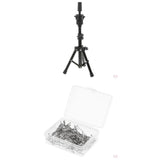 Maxbell 2PCS Mannequin Training Practice Head Holder Tripod Stand+T Needle Pin Set