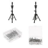 Maxbell 2PCS Mannequin Training Practice Head Holder Tripod Stand+T Needle Pin Set
