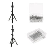 Maxbell 2PCS Mannequin Training Practice Head Holder Tripod Stand+T Needle Pin Set